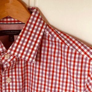 Banana Republic shirt, purple poppy check, pristine (M)